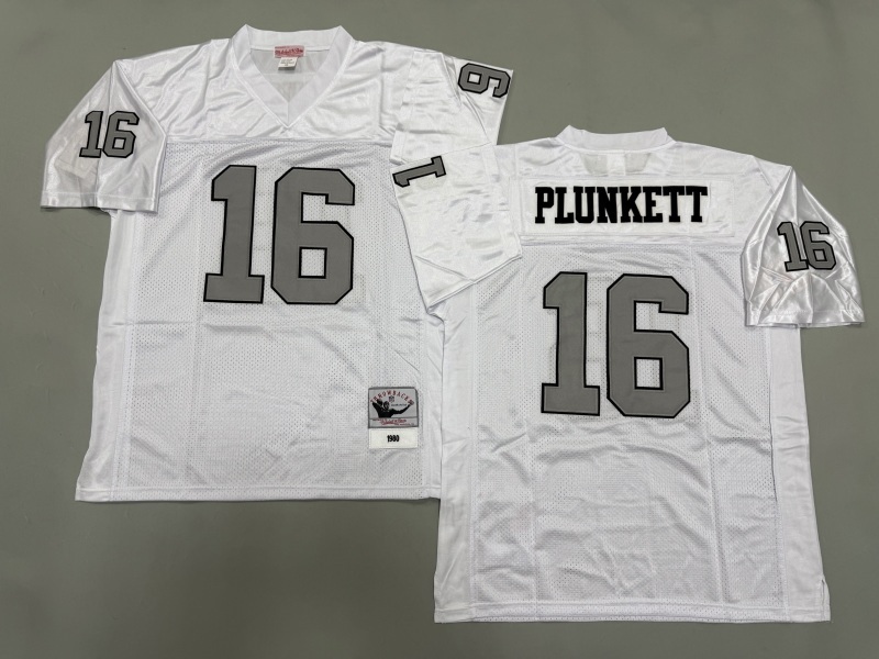 Men 2025 Nike Oakland Raiders #16 Plunkett white Throwback Limited NFL Jersey style 001